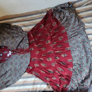 Rusted Red And Gray Coloured Kurthi