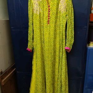 Long Kurta Parrot Green Color