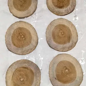 Natural Raw Wood Discs  For Coaster (6 Pc)