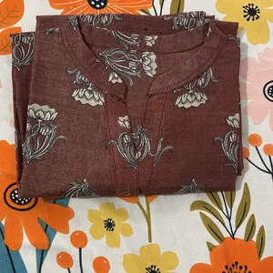 Brown Cotton Silk Kurti