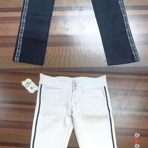 (J-06) 28 Size High Waist 2 Pc Combo Jeans