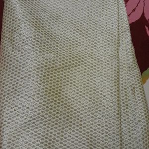 6 Mtrs White And Golden Fabric