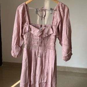 Mauve Pink Square neck Puffed sleeve