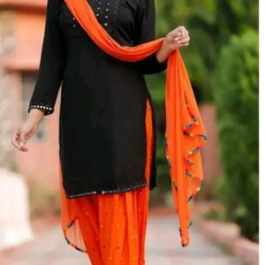 Black Kurtha Duppata And Pant