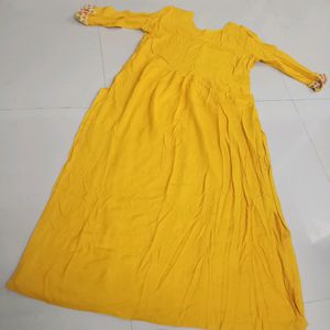 Golden Yellow Colour Kurti For Girls