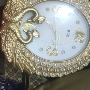 Golden Peacock Wall Clock