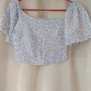 Korean Crop Top With Floral Print For Women