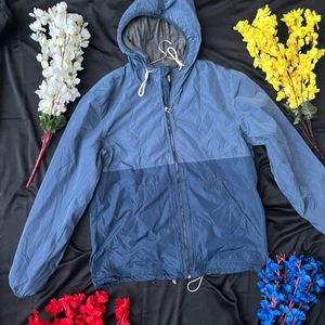 H&M double shade blue Unisex hooded jacket