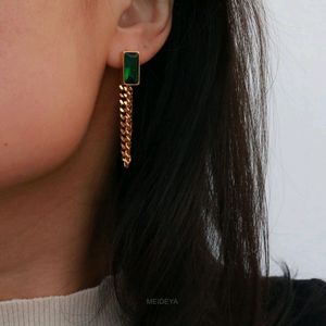 Green Emerald Chain Earrings Design