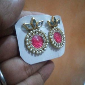 Kundan Earing With Pink Stone