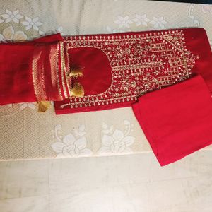 Beautiful Branded Red Colour Suit Material