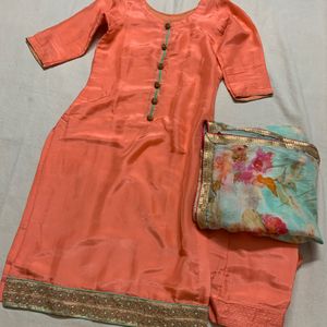 PUNJABI  SALWAR SUIT WITH PAPER SILK DUPATTA