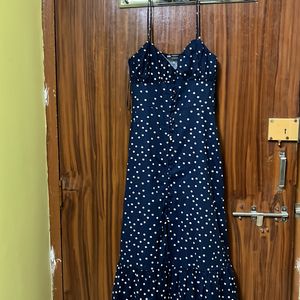 Zara Linen Blend Polkadot Camisole Dress