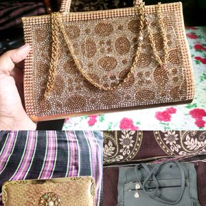 3 COMBO OF  CLUTCHES+Sling bag+ Tote Bag