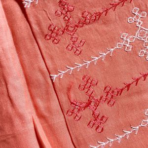 Peach Cotton Boutique Saree