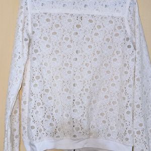 Classy White Lace Crochet Jacket