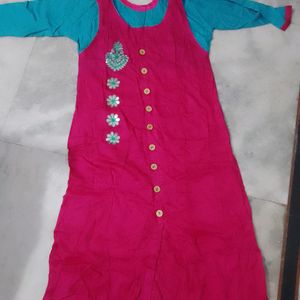 Pink And Blue Kurti