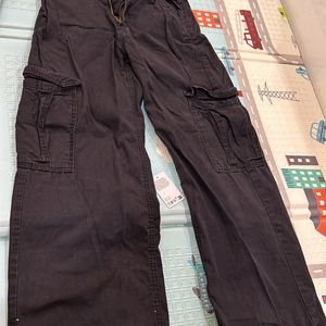 H&M Black Cotton Trouser Pants For Girls