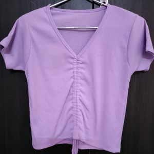 Lavender String Ribbed Top