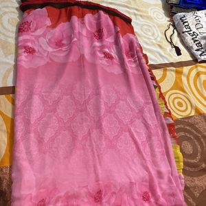 pink georgette daily wear saree good condition