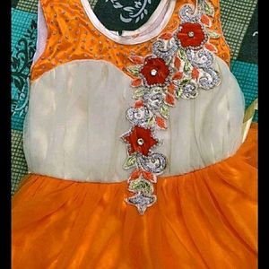 Orange Cute Frock For Girls Age 2-4 Years