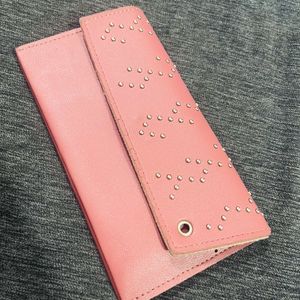 Peach Color Spacious Wallet