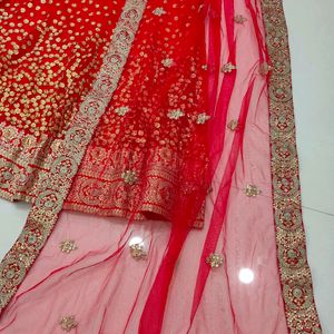 Red Heavy Embroidery Sequence Work Lehenga Choli.