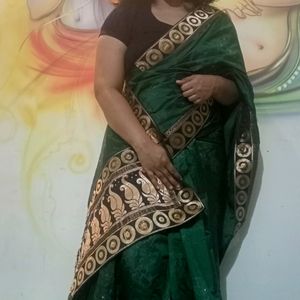 Dark Green Fancy Saree