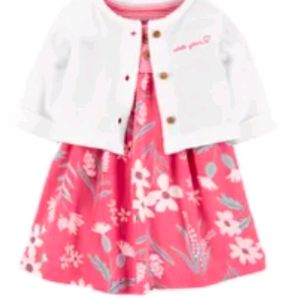 Carter's 2 Piece Bodysuit Dress And Cardigan