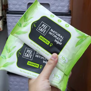 Pee Safe Natural Intimate Wipes Pack Of 2