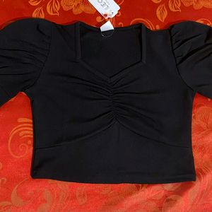 Black Sweetheart Neck Women Crop Top