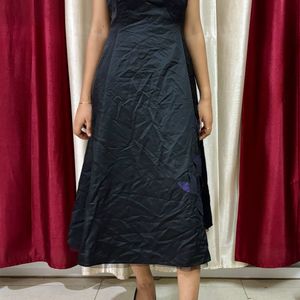 Black Floral Gown Mexi Dress