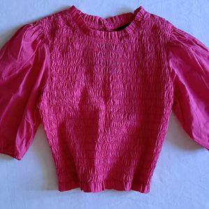 Smocked Fushcia Crop Top (S)