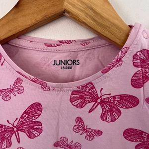 Pink Butterfly Printed Top (Girls Clothing)