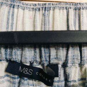 Off White Checkered Solit Long Skirt