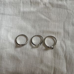 Urbanic Oxidised Silver Rings Combo Of 3