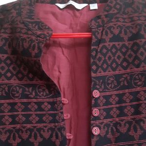 maroon ethnic printed jacket