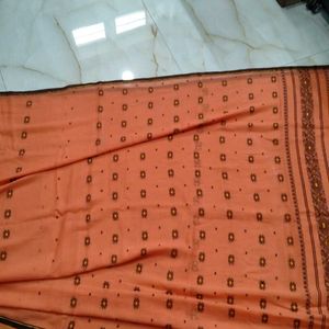 Cotton Saree In Orange Colour