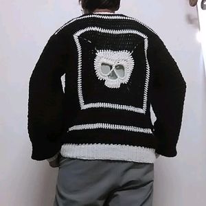 Handmade Crochet Skull Sweatshirt