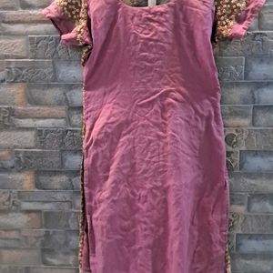 Pink Kurti With Embroidery Work