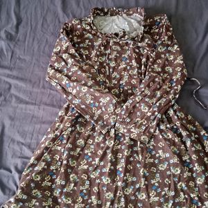 brown printed dress