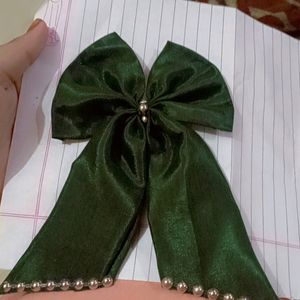 Beautiful Dark Green Hair Bow Clip