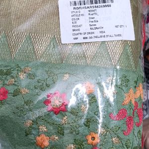 Embroided Green And Golden Saree