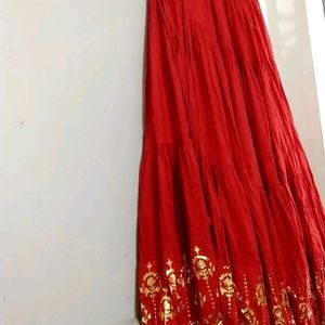 Red Cotton Skirt