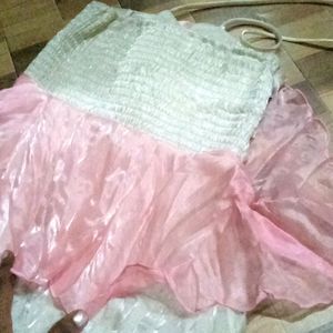 Pink White Gown For Kids Girls