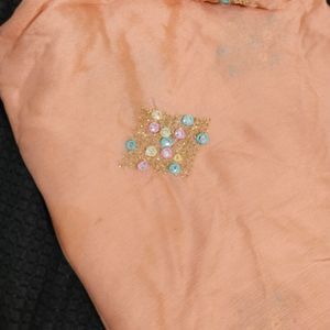 Beautiful Peach Duptta With Multicolour Embroidery