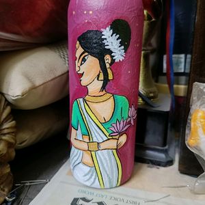 Handpainted Women Art On Glass Bottle