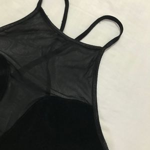 Soft Velvet Black Bodysuit Bust 32-34(stretchy)