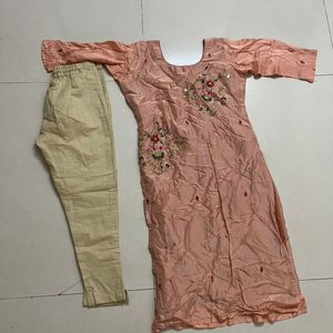 Peach Ethnic Kurti Set