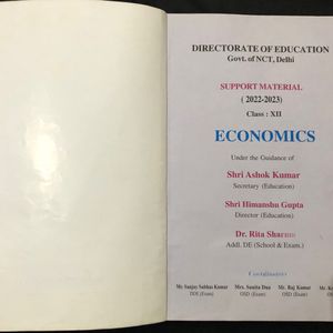 Economics Book | Class 12th | Support Material |